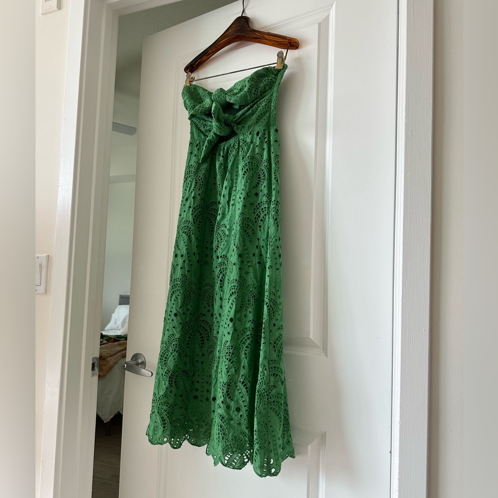 FARM Rio Green Eyelet Midi Dress - Picture 3 of 9